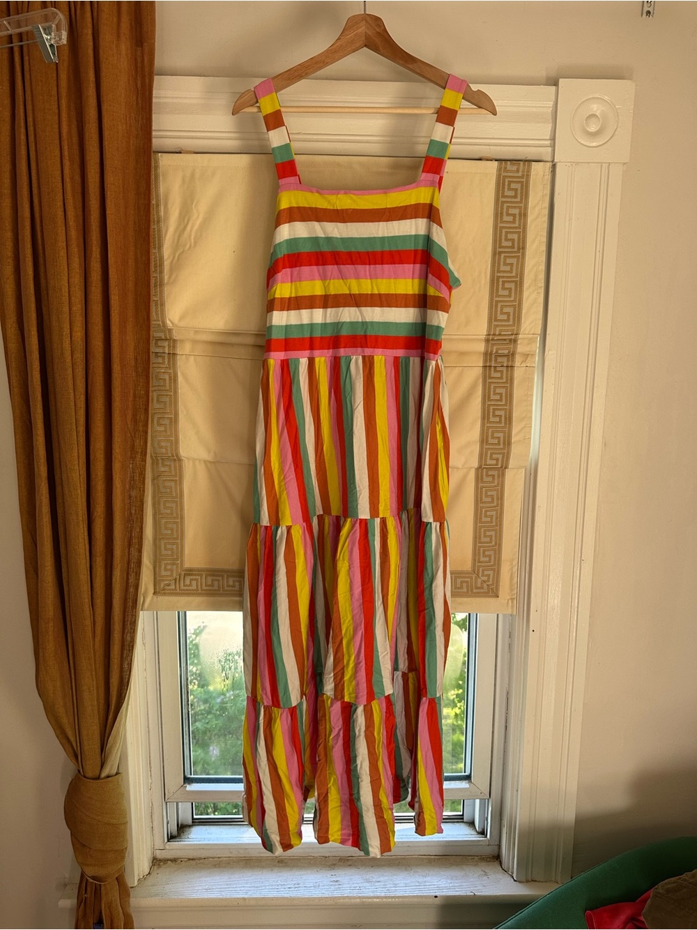 J Crew size L Striped Multi-Color Tiered Sundress